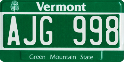 VT license plate AJG998