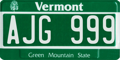 VT license plate AJG999