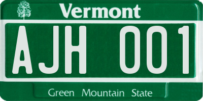 VT license plate AJH001