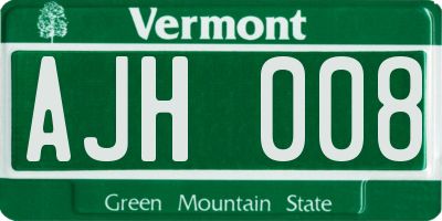VT license plate AJH008