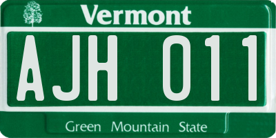 VT license plate AJH011