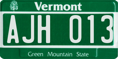 VT license plate AJH013