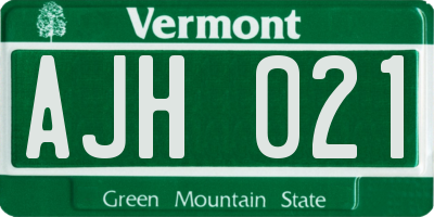 VT license plate AJH021