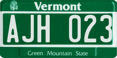 VT license plate AJH023