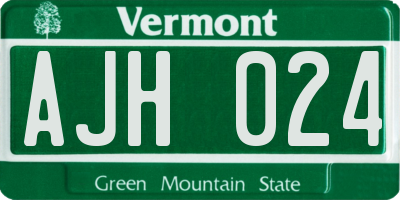 VT license plate AJH024