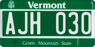 VT license plate AJH030