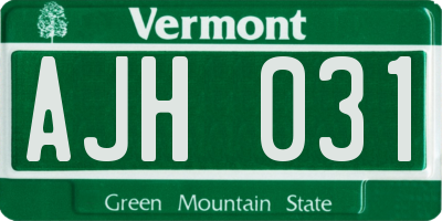 VT license plate AJH031
