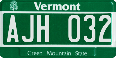 VT license plate AJH032