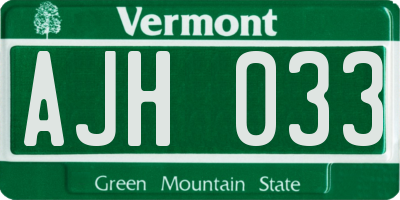 VT license plate AJH033