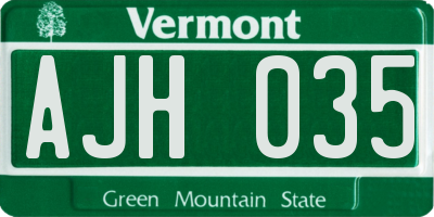 VT license plate AJH035