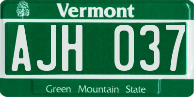 VT license plate AJH037