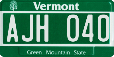 VT license plate AJH040