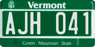 VT license plate AJH041