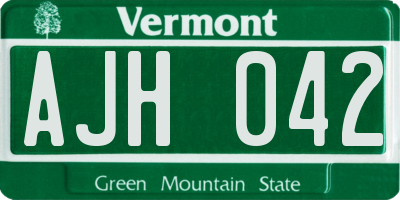 VT license plate AJH042
