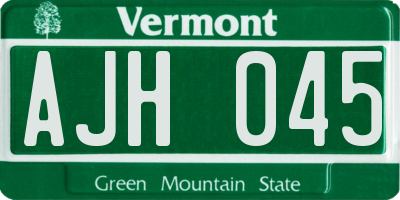 VT license plate AJH045