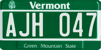 VT license plate AJH047