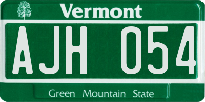 VT license plate AJH054