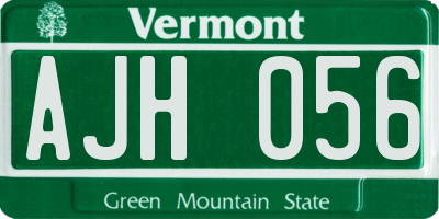 VT license plate AJH056