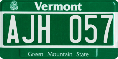 VT license plate AJH057