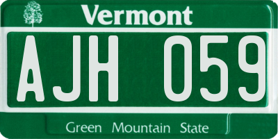 VT license plate AJH059