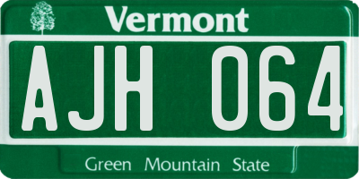 VT license plate AJH064