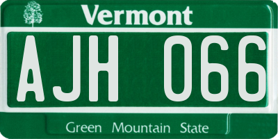 VT license plate AJH066