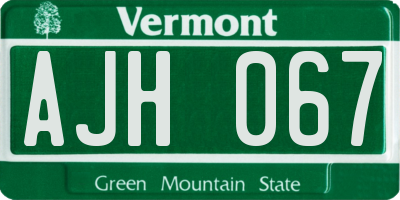 VT license plate AJH067