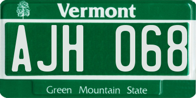VT license plate AJH068