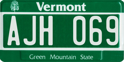 VT license plate AJH069