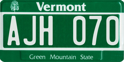 VT license plate AJH070