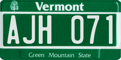 VT license plate AJH071