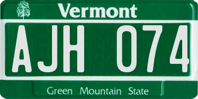 VT license plate AJH074