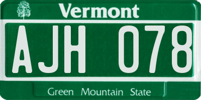 VT license plate AJH078
