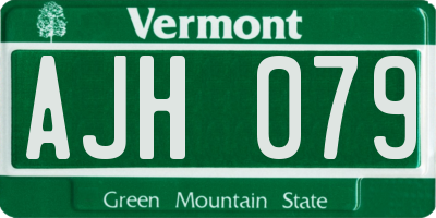 VT license plate AJH079