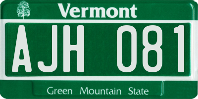 VT license plate AJH081