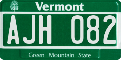 VT license plate AJH082