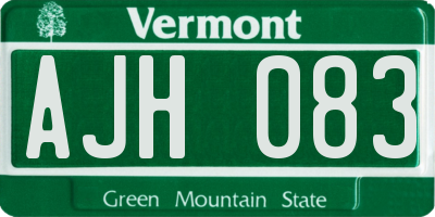 VT license plate AJH083