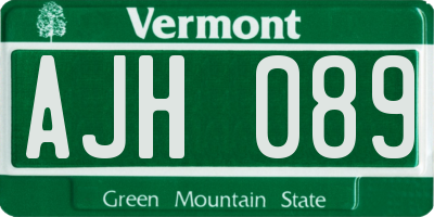 VT license plate AJH089