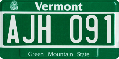 VT license plate AJH091