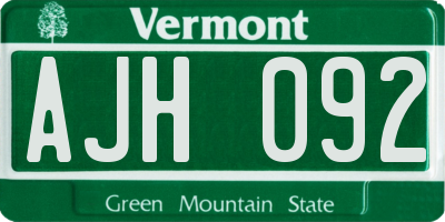 VT license plate AJH092