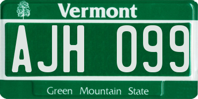 VT license plate AJH099