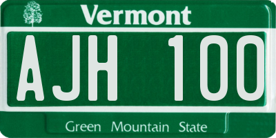 VT license plate AJH100