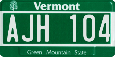 VT license plate AJH104