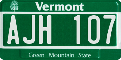 VT license plate AJH107