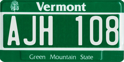 VT license plate AJH108