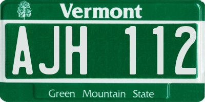 VT license plate AJH112