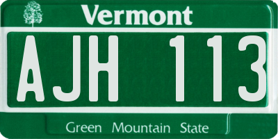 VT license plate AJH113