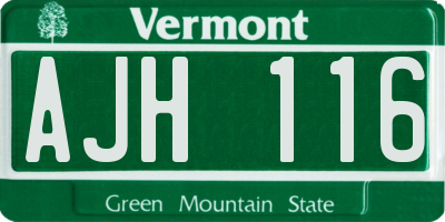 VT license plate AJH116