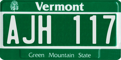 VT license plate AJH117