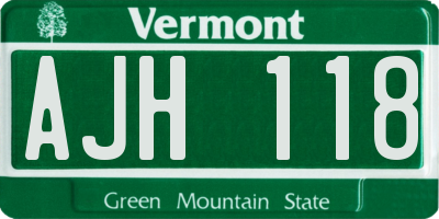 VT license plate AJH118